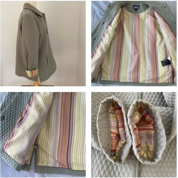 Manteaux Manteaux Quilted spring jacket &mini purse set sage green striped large - Picture 9 of 16